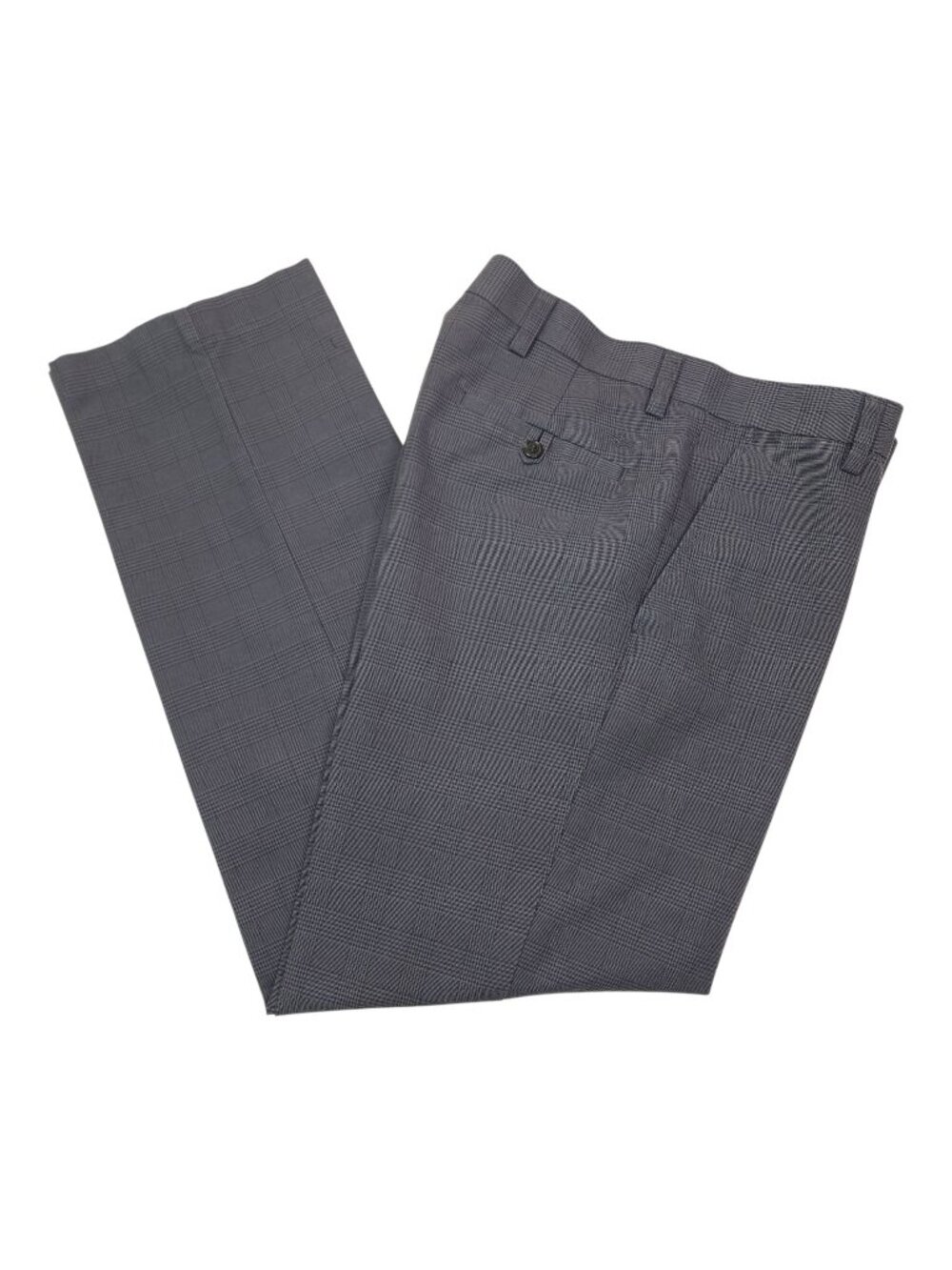 Dockers D2 Mens Gray Plaid Straight Fit Dress Pants 32x32 Cotton Blend